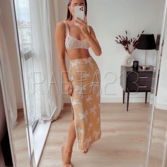 ZARA PALM TREE PRINTED MIDI SKIRT - Picture 3 of 7